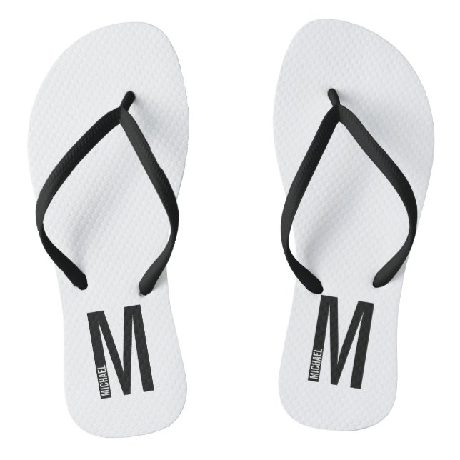 Modern Personalized Bold Monogram and Name Flip Flops (Footbed)