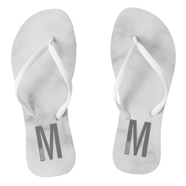 Modern Personalized Bold Monogram and Name Flip Flops (Footbed)