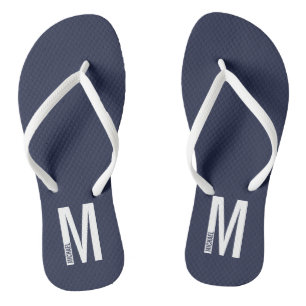 Modern Personalized Bold Monogram and Name Flip Flops