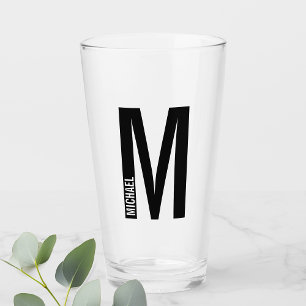 Modern Personalized Bold Monogram and Name Glass