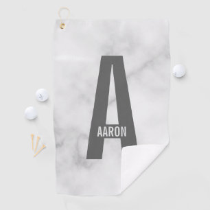 Modern Personalized Bold Monogram and Name Golf Towel
