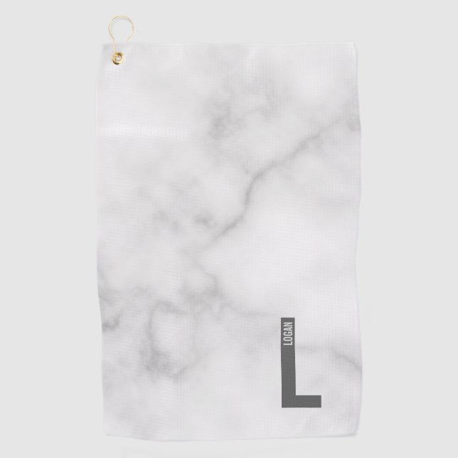 Modern Personalized Bold Monogram and Name Golf Towel (Front)