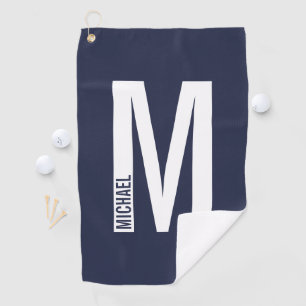 Modern Personalized Bold Monogram and Name Golf Towel