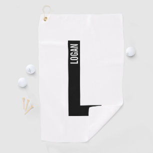 Modern Personalized Bold Monogram and Name Golf Towel