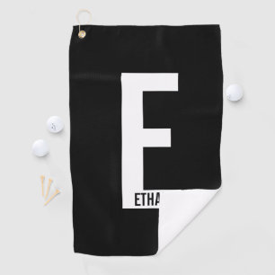 Modern Personalized Bold Monogram and Name Golf Towel