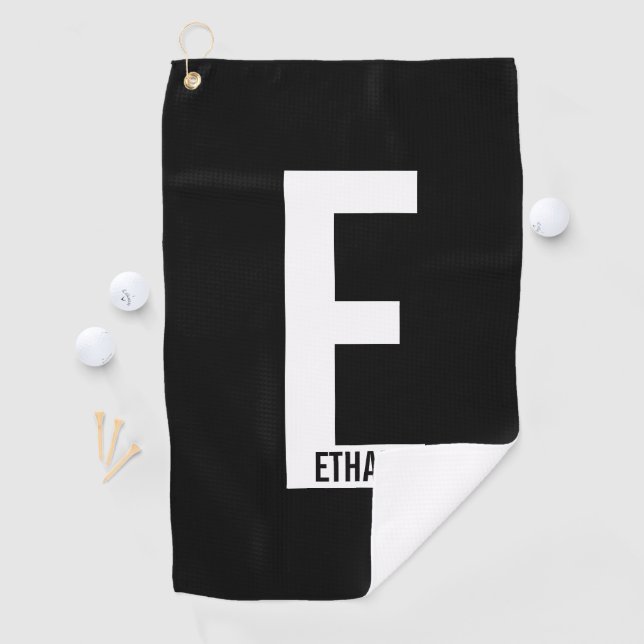 Modern Personalized Bold Monogram and Name Golf Towel (InSitu)