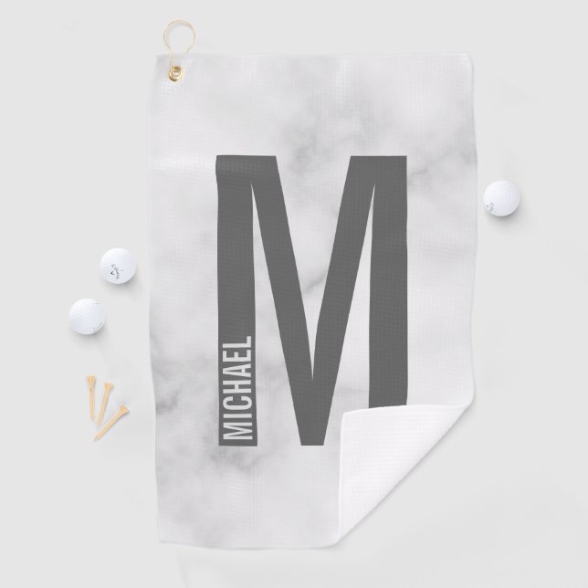 Modern Personalized Bold Monogram and Name Golf Towel (InSitu)