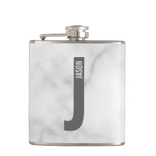 Modern Personalized Bold Monogram and Name Hip Flask