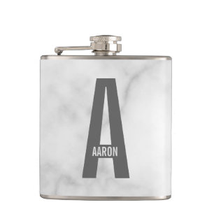 Modern Personalized Bold Monogram and Name Hip Flask