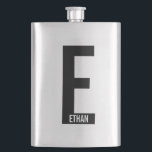 Modern Personalized Bold Monogram and Name Hip Flask<br><div class="desc">Modern Monogram Design featuring personalized monogram letter "E" and name in modern bold sans serif font style.

Perfect gift for him,  father's day gift,  groomsman gift and more.</div>