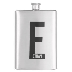 Modern Personalized Bold Monogram and Name Hip Flask