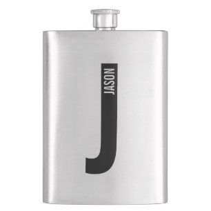 Modern Personalized Bold Monogram and Name Hip Flask
