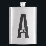 Modern Personalized Bold Monogram and Name Hip Flask<br><div class="desc">Modern Monogram Design featuring personalized monogram letter "A" and name in modern bold sans serif font style.

Perfect gift for him,  father's day gift,  groomsman gift and more.</div>