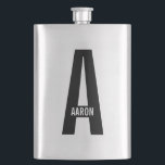 Modern Personalized Bold Monogram and Name Hip Flask<br><div class="desc">Modern Monogram Design featuring personalized monogram letter "A" and name in modern bold sans serif font style.

Perfect gift for him,  father's day gift,  groomsman gift and more.</div>
