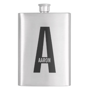 Modern Personalized Bold Monogram and Name Hip Flask