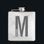 Modern Personalized Bold Monogram and Name Hip Flask<br><div class="desc">Modern Monogram Design featuring personalized monogram letter "M" and name in modern bold sans serif font style.

Perfect gift for him,  father's day gift,  groomsman gift and more.</div>