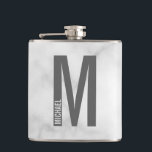 Modern Personalized Bold Monogram and Name Hip Flask<br><div class="desc">Modern Monogram Design featuring personalized monogram letter "M" and name in modern bold sans serif font style.
Perfect gift for him, father's day gift, groomsman gift and more.</div>