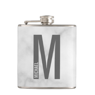 Modern Personalized Bold Monogram and Name Hip Flask