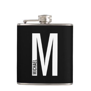 Modern Personalized Bold Monogram and Name Hip Flask