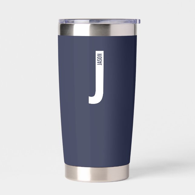 Modern Personalized Bold Monogram and Name Insulated Tumbler (Left)