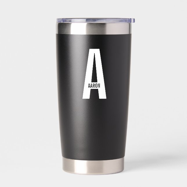 Modern Personalized Bold Monogram and Name Insulated Tumbler (Left)