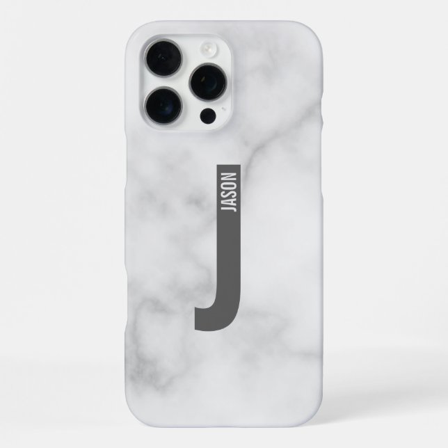 Modern Personalized Bold Monogram and Name iPhone Case (Back)