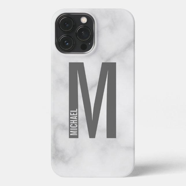 Modern Personalized Bold Monogram and Name iPhone Case (Back)