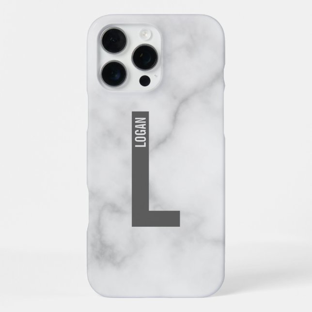 Modern Personalized Bold Monogram and Name iPhone Case (Back)