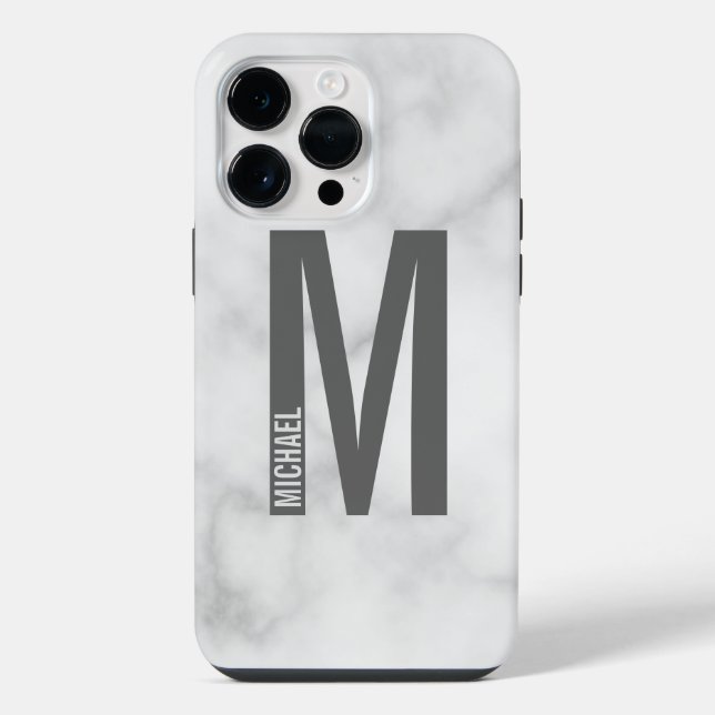 Modern Personalized Bold Monogram and Name iPhone Case (Back)