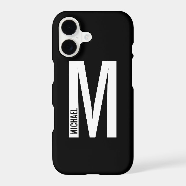 Modern Personalized Bold Monogram and Name iPhone  Case (Back)