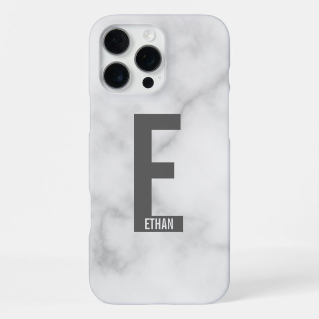 Modern Personalized Bold Monogram and Name iPhone Case (Back)
