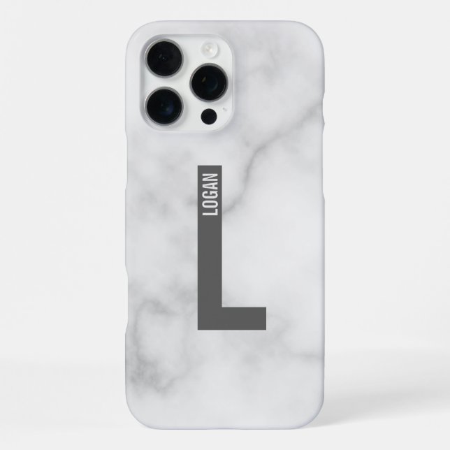 Modern Personalized Bold Monogram and Name iPhone Case (Back)