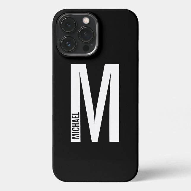 Modern Personalized Bold Monogram and Name iPhone  iPhone Case (Back)