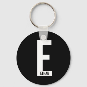 Modern Personalized Bold Monogram and Name Keychain