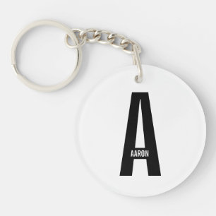 Modern Personalized Bold Monogram and Name Keychain