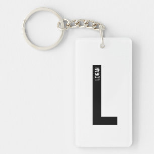 Modern Personalized Bold Monogram and Name Keychain