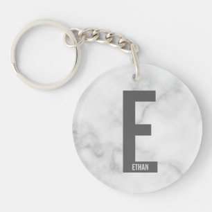Modern Personalized Bold Monogram and Name Keychain
