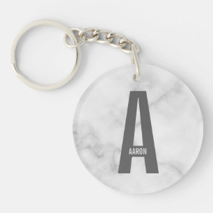 Modern Personalized Bold Monogram and Name Keychain