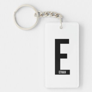 Modern Personalized Bold Monogram and Name Keychain