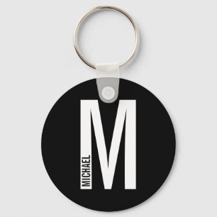 Modern Personalized Bold Monogram and Name Keychain