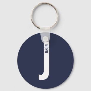 Modern Personalized Bold Monogram and Name Keychain