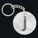 Modern Personalized Bold Monogram and Name Keychain<br><div class="desc">Modern Monogram Design featuring personalized monogram letter "J" and name in modern bold sans serif font style.

Perfect gift for him,  father's day gift,  groomsman gift and more.

Please note: The marble details are simulated in the artwork. No actual marble will be used in the making of this product.</div>