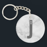 Modern Personalized Bold Monogram and Name Keychain<br><div class="desc">Modern Monogram Design featuring personalized monogram letter "J" and name in modern bold sans serif font style.

Perfect gift for him,  father's day gift,  groomsman gift and more.

Please note: The marble details are simulated in the artwork. No actual marble will be used in the making of this product.</div>