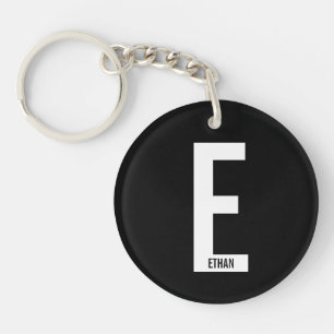 Modern Personalized Bold Monogram and Name Keychain