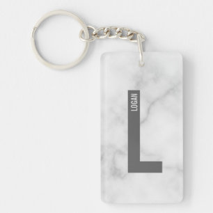 Modern Personalized Bold Monogram and Name Keychain