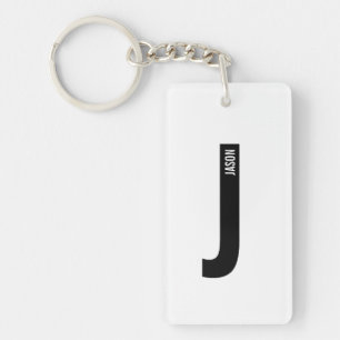 Modern Personalized Bold Monogram and Name Keychain