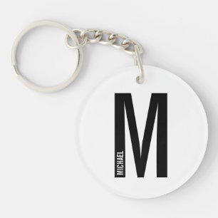 Modern Personalized Bold Monogram and Name Keychain