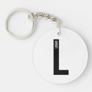 Modern Personalized Bold Monogram and Name Keychain
