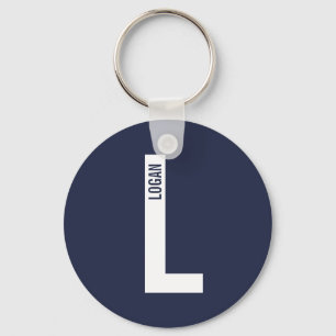 Modern Personalized Bold Monogram and Name Keychain
