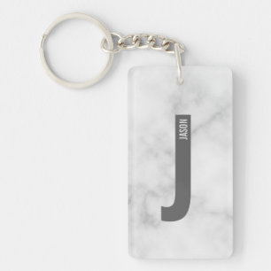 Modern Personalized Bold Monogram and Name Keychain